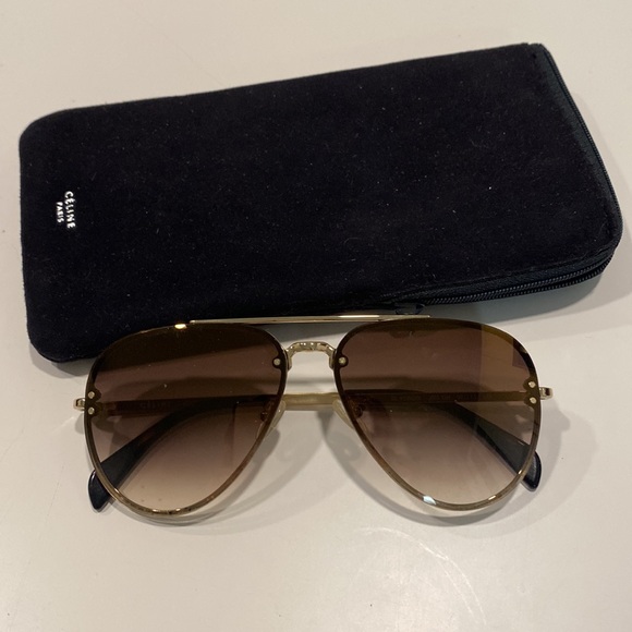 Celine Accessories - Celine gold metal aviator sunglasses